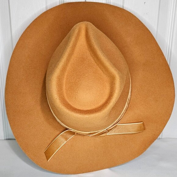 Wyeth by Todd Magill Wool Felt Rancher Hat Tan Camel Wide Brim Western Fedora - Picture 6 of 9